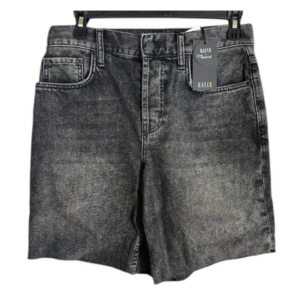 Rails The Beachwood High Rise Bermuda Short 26 Black Acid Wash Denim Cut Off